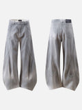 DAXUEN faded grey oversized curved-panel denim pants