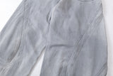DAXUEN faded grey oversized curved-panel denim pants