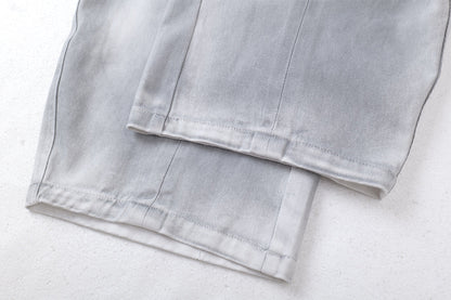 DAXUEN faded grey oversized curved-panel denim pants