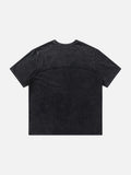 DAXUEN washed black oversized curved-seam emblem tee