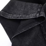 DAXUEN washed black oversized curved-seam emblem tee