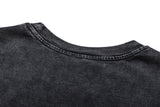 DAXUEN washed black oversized curved-seam emblem tee