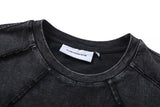 DAXUEN washed black oversized curved-seam emblem tee