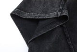 DAXUEN washed black oversized curved-seam emblem tee