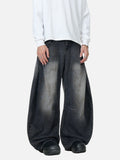 DAXUEN washed black wide-leg denim jeans with curved seams