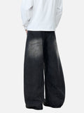 DAXUEN washed black wide-leg denim jeans with curved seams