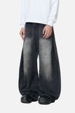 DAXUEN washed black wide-leg denim jeans with curved seams