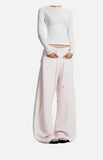 DAXUEN light grey wide-leg curved silhouette pants