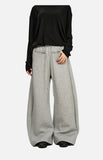 DAXUEN light grey wide-leg curved silhouette pants