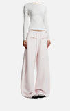 DAXUEN light grey wide-leg curved silhouette pants