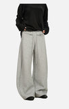 DAXUEN light grey wide-leg curved silhouette pants