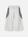 DAXUEN grey wide-leg shorts with curved stripes