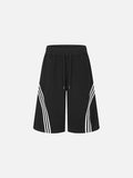 DAXUEN grey wide-leg shorts with curved stripes
