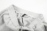 DAXUEN grey wide-leg shorts with curved stripes