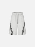 Curved Stripe Wide-Leg Shorts