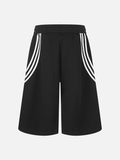 DAXUEN grey wide-leg shorts with curved stripes