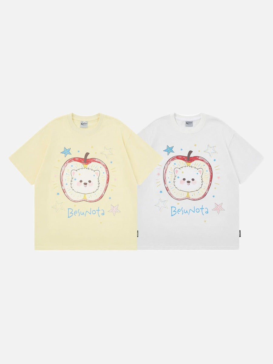 DAXUEN Graphic t-shirt featuring an apple and bear design