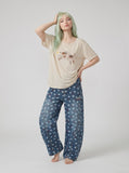 DAXUEN Relaxed fit short-sleeve t-shirt with dog graphic — model photo