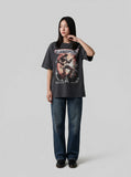 DAXUEN Short-sleeved loose-fit T-shirt with cyberpunk graphics — model photo