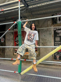 DAXUEN Short-sleeved loose-fit T-shirt with cyberpunk graphics — model photo