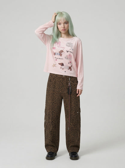 DAXUEN Dachshund graphic long sleeve top — model photo
