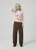 DAXUEN Dachshund graphic long sleeve top — model photo
