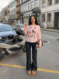DAXUEN Dachshund graphic long sleeve top — model photo