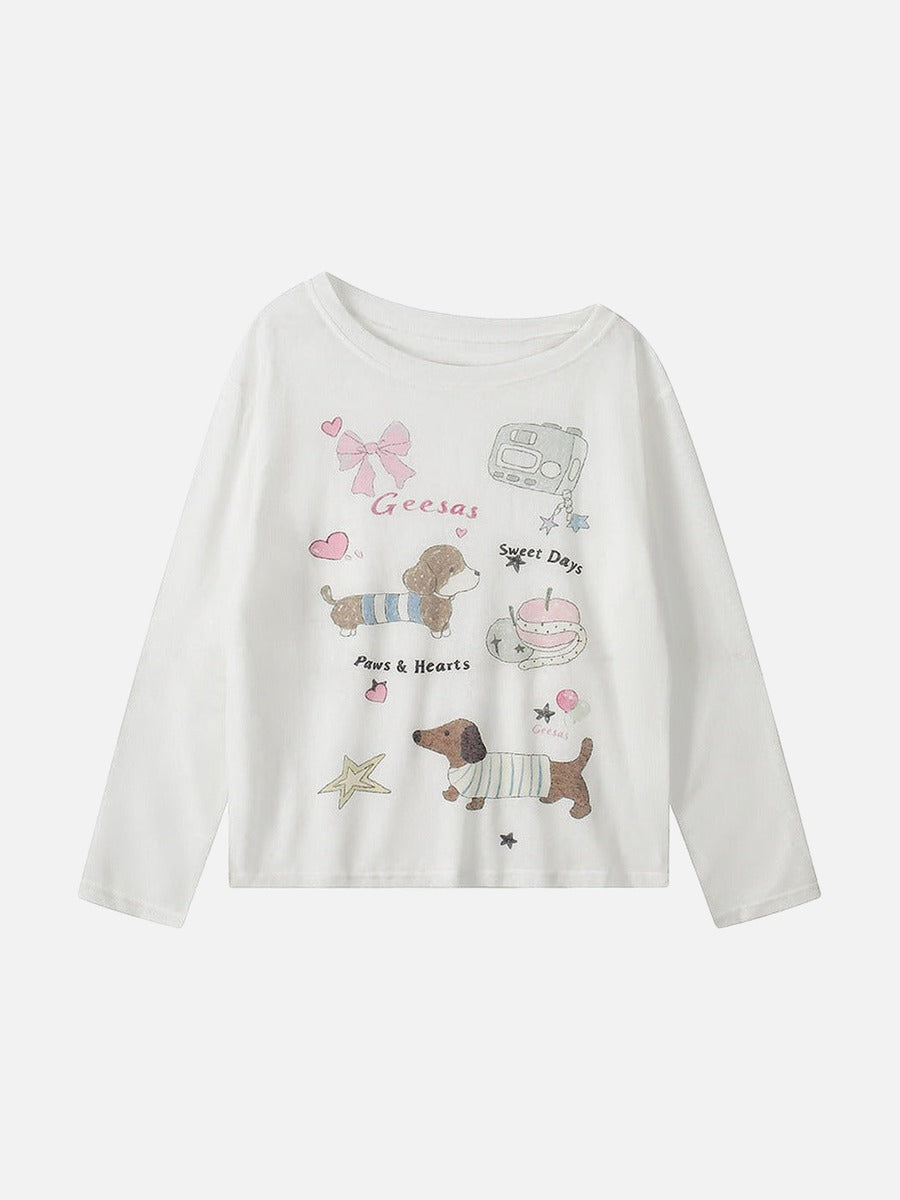 DAXUEN Dachshund graphic long sleeve top