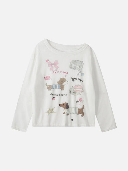 DAXUEN Dachshund graphic long sleeve top