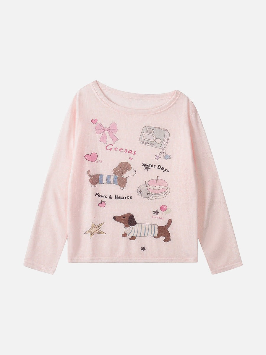 DAXUEN Dachshund graphic long sleeve top