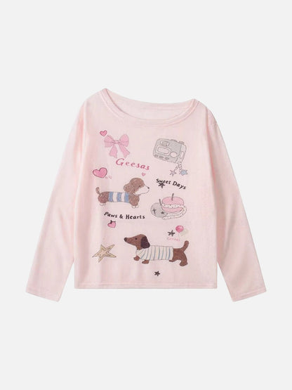 DAXUEN Dachshund graphic long sleeve top