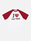 DAXUEN white dachshund heart graphic raglan t-shirt