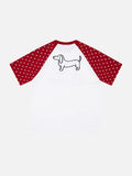 DAXUEN white dachshund heart graphic raglan t-shirt