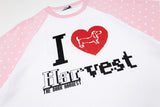 DAXUEN white dachshund heart graphic raglan t-shirt