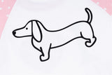 DAXUEN white dachshund heart graphic raglan t-shirt