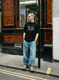 DAXUEN white oversized dachshund graphic tee — model photo
