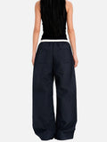 DAXUEN dark blue grid casual pants