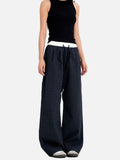 DAXUEN dark blue grid casual pants