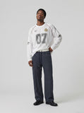 DAXUEN dark blue casual pants with grid pattern — model photo