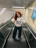 DAXUEN dark blue casual pants with grid pattern — model photo