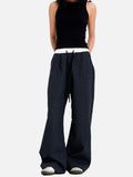 DAXUEN dark blue grid casual pants