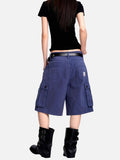 DAXUEN dark blue casual pants with grid pattern