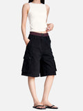 DAXUEN dark blue casual pants with grid pattern
