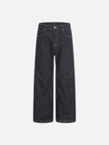 DAXUEN dark blue wide-leg denim jeans with contrast stitching