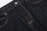 DAXUEN dark blue wide-leg denim jeans with contrast stitching