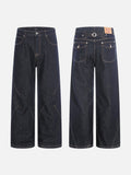 DAXUEN dark blue wide-leg denim jeans with contrast stitching