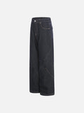 DAXUEN dark blue wide-leg denim jeans with contrast stitching