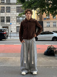 DAXUEN dark brown corduroy jacket with gold hooks — model photo