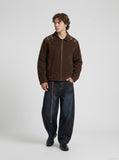 DAXUEN dark brown corduroy jacket with gold hooks — model photo