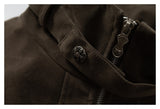 DAXUEN dark brown velvet cropped bomber jacket